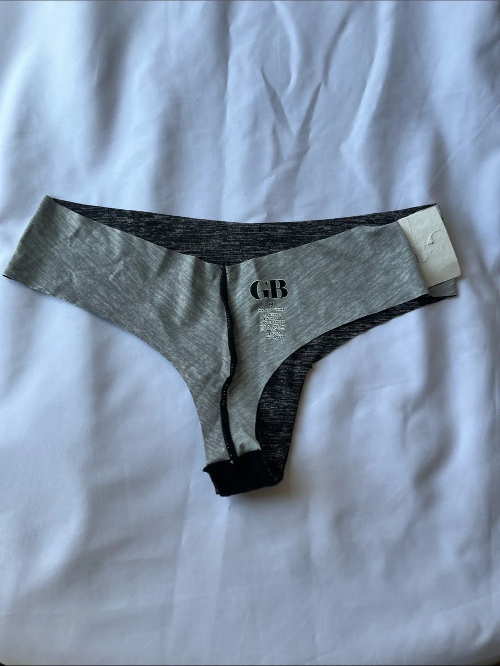 Gianni Bini Seamless Kids Thong Panty - Heather Gray/Black